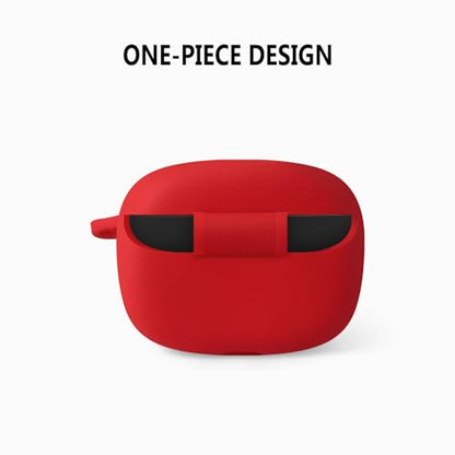 Geiomoo Silicone Case for JBL Tune Buds 2, Soft Flexible Scratch Resistant Protective Cover with Carabiner (Red) - color: Red