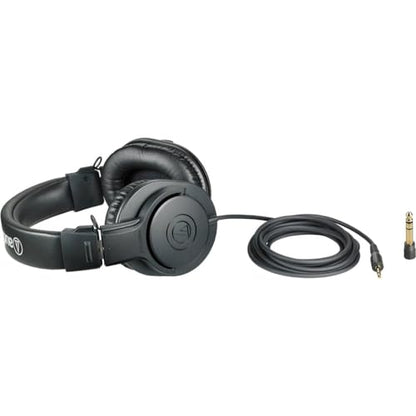 Audio-Technica 3 Pack ATH-M20x Professional Monitor Headphones, 96dB, 15-20kHz, Black - with Microfiber Cloth