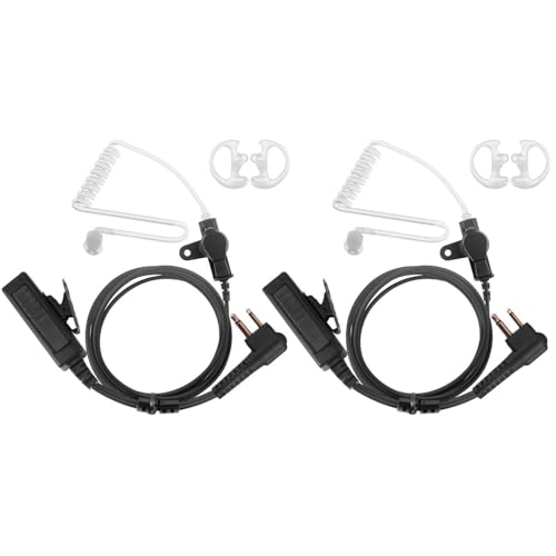 Earpiece with mic PTT Compatible for Motorola Walkie Talkie Radio cls1110 cls1410 bpr40 cp100 cp185 cp200 cp200d rdm2070d with One Pair Medium Earmolds, Covert Acoustic Tube Headset, 2 Pack