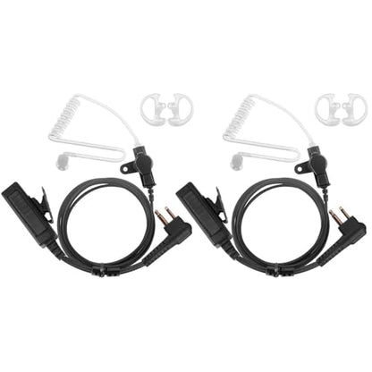 Earpiece with mic PTT Compatible for Motorola Walkie Talkie Radio cls1110 cls1410 bpr40 cp100 cp185 cp200 cp200d rdm2070d with One Pair Medium Earmolds, Covert Acoustic Tube Headset, 2 Pack