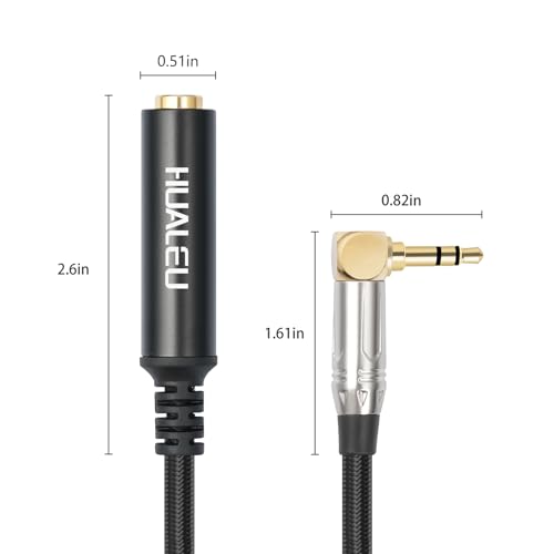 Right Angle 1/8 Male to 1/4 Female Stereo Audio Cable,TRS 6.35mm (1/4 inch) Female to 3.5 (1/8 inch) Male Right Angle Cable for Amplifier, Guitar, Headphone, Laptop-3.3Feet 1pack - size: 3.3Feet