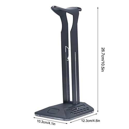 Headphone Stand with RGB Light, Dual USB 2.0 Ports Headset Stand, Stable Gaming Headset Holder with Non Slip Rubber Pad Desk Earphone Hanger for PC Gamers, 10.5x4.8x4.1in