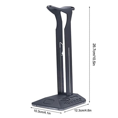 Headphone Stand with RGB Light, Dual USB 2.0 Ports Headset Stand, Stable Gaming Headset Holder with Non Slip Rubber Pad Desk Earphone Hanger for PC Gamers, 10.5x4.8x4.1in