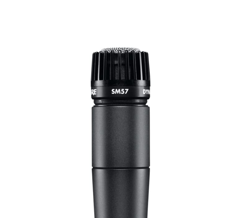 Shure SM57 Pro XLR Dynamic Instrument Microphone | Cardioid dynamic mic for studio and live instruments, drums, percussion and amp miking; recording-ready