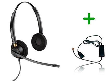 Global Teck Bundle, Plantronics HW540 Headset Bundle Noise-Canceling and Avaya Phone Cord, Compatible with 1408, 1416, 2410, 2420, 4606, 4610, 4610SW, 4612 (HW520 Stereo Headset Inteli Bundle) - size: HW520 Stereo Headset Inteli Bundle