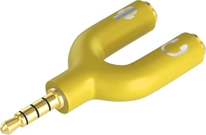 3.5mm Headphone Splitter Adapter, 2 Pack TRRS Male to Dual Female Y Splitter for Audio & Microphone – Headset to PC Mic Adapter – Compatible with Laptops, Tablets, Phones, PS4/PS5 Controllers, Yellow - color: Yellow
