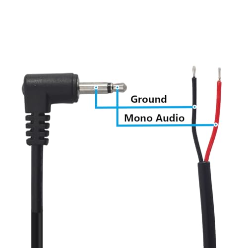 10PCS 3.5mm 1/8" TS Mono Right Angle Male Plug to 2Wire Pigtail Cable | 25cm Length，TS 2Pole，for Headphone Headset Earphone DIY Repair Replacement - style: 3.5mm TS Mono Right Angle Male