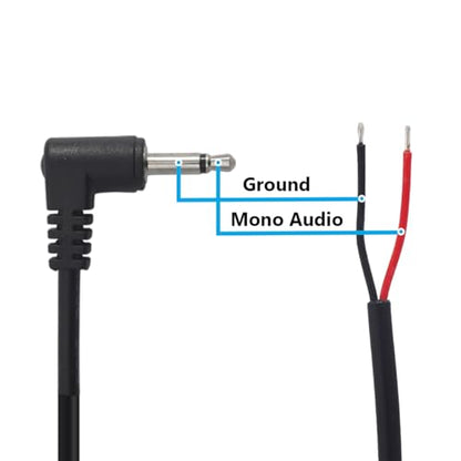 10PCS 3.5mm 1/8" TS Mono Right Angle Male Plug to 2Wire Pigtail Cable | 25cm Length，TS 2Pole，for Headphone Headset Earphone DIY Repair Replacement - style: 3.5mm TS Mono Right Angle Male