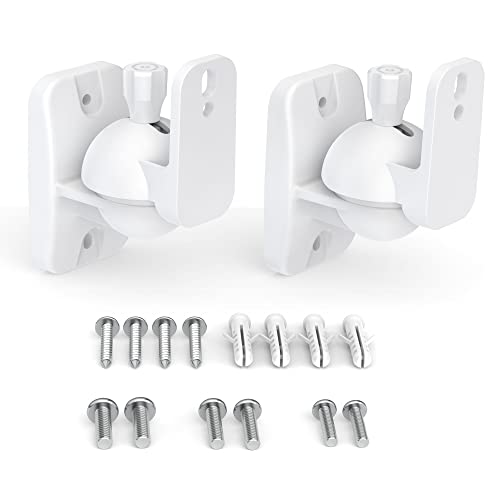 Speaker Wall Mount Brackets - Surround & Bookshelf Speaker Wall Mounts Kit, Holds up to 8 lbs, 2 Pack, White - color: 2P-White