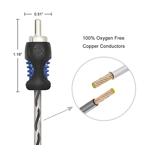 RECOIL RCI29 9ft 2-Channel RCA Audio Cable Twisted Pair Noise Reduction | 100% Oxygen Free Copper - style: 9ft 2-Channel RCA