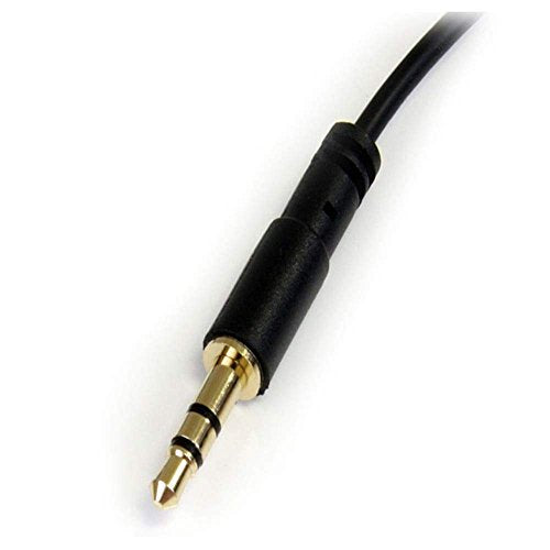 StarTech.com 6 ft Slim 3.5mm to Right Angle Stereo Audio Cable - M/M (MU6MMSRA) Black - size: 6 ft, style: 1 x Angled Connector