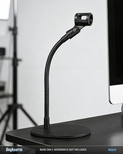 KB49 Low Profile Mic Stand Base, 5/8-27 Thread, 1/4-20 and 3/8-16 Adapters | Mic Stand Base, Desktop Microphone Stand Base, Flat Metal Base Plate, Gooseneck Mount - size: #KB49 - 1PCS