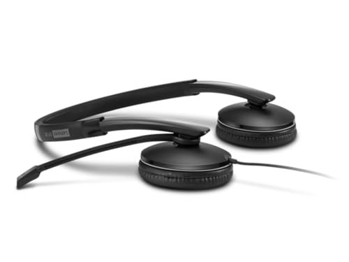 Lenovo Wired ANC Headset Gen 2 (Teams) with Active Noise Cancellation, EPOS BrainAdapt & ActiveGard Tech, Lightweight, USB-C, Plug-and-Play, Zoom Certified, Customizable, Hearing Protection | Includes USB-A converter, travel pouch and 2 year warranty for