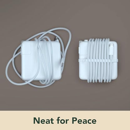 [2-Pack] Most Compact MacBook Cable Organizer – Travel Cord Reel for 61/67/87/96/140W Apple Chargers | Slim Fit, Lightweight & Durable 3D Print with Recyclable Material