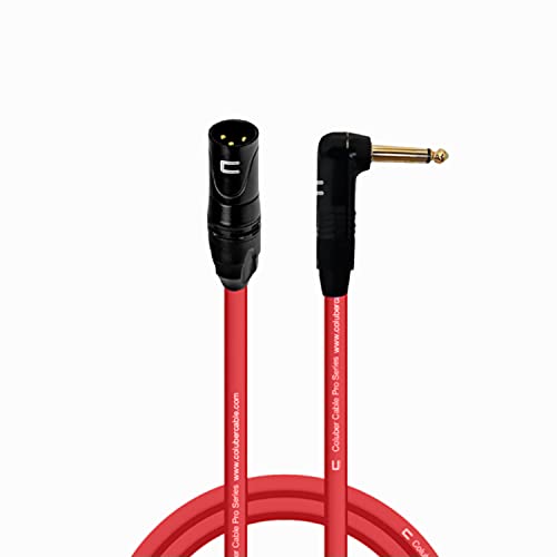 Unbalanced XLR Cable Male to Right Angle 1/4" TS - 10 Feet Red - Pro 3-Pin Microphone Connector for Powered Speakers, Audio Interface or Mixer for Live Performance & Recording