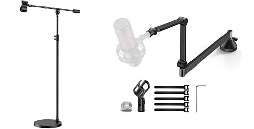 InnoGear Mic Stand Set, Max Height 82.28" Microphone Stand Floor & 360° Rotatable Low Profile Mic Arm, Adjustable for Blue Yeti HyperX QuadCast Shure SM58 Samson Q2U Fifine K669B Singing