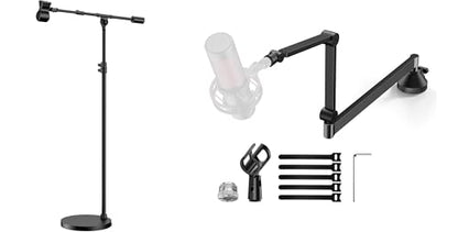 InnoGear Mic Stand Set, Max Height 82.28" Microphone Stand Floor & 360° Rotatable Low Profile Mic Arm, Adjustable for Blue Yeti HyperX QuadCast Shure SM58 Samson Q2U Fifine K669B Singing