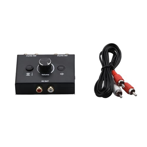 RCA Audio Selector, 2 in 1 Out Audio Splitter Box Headphone Manual Selector Converter for Laptop Computer Smartphone Tablet