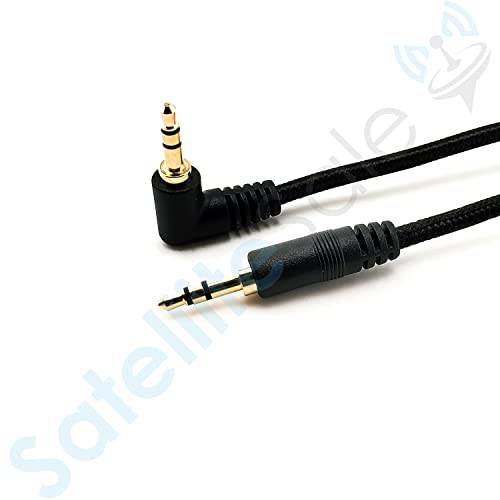 SatelliteSale Auxiliary 3.5mm Right Angle Audio Jack Male to Male Digital Stereo Aux Cable Universal Wire Black Nylon Cord 15 feet - size: 15 Feet