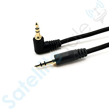SatelliteSale Auxiliary 3.5mm Right Angle Audio Jack Male to Male Digital Stereo Aux Cable Universal Wire Black Nylon Cord 15 feet - size: 15 Feet