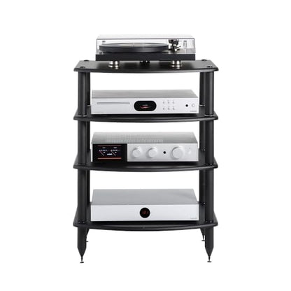 Pangea Audio Vulcan Four Shelf Audio Rack, Media Stand, and Components Cabinet 4 Shelf Black - color: 4 Shelf Black
