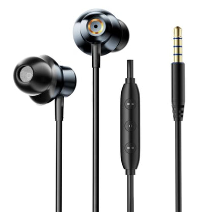 ENC Noise Cancelling Wired Earbuds, Hybrid Driver Wired Headphones with 3.5mm Jack, Microphone Hands-Free Calls in-Ear Headphones for iPhone 16/15/PC