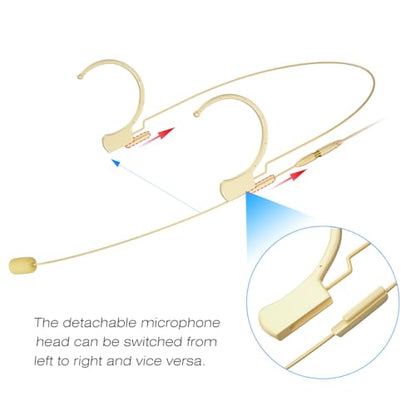 KIMAFUN Headset/Headworn Microphone Professional Earset Over Ear Hanging Condenser Mic Compatible with AKG Wireless System Bodypack Transmitter, Ideal for Performance, Theater, Lecture - Beige D3 - size: D3 for AKG Wireless System