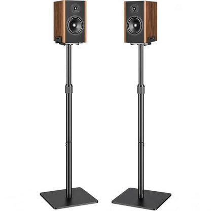 Height-Adjustable Speaker Stands Pair, Black | Height Adjustable from 33.4" to 44", 11LBS Capacity, Surround Sound Speaker Stands, Cable Management, 1 Pair
