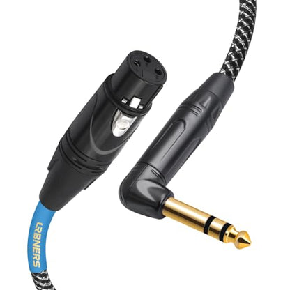 2FT Right-Angle 6.35mm TRS Male to XLR Female Cable - 90 Degree 1/4' Plug, Zinc Alloy XLR, Braided Shield for DI Box & Keyboard to Mixer - color: 2FT, size: XLR Female