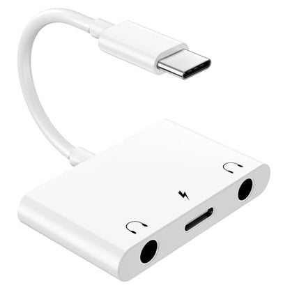 Kemsky USB C Double Headphone Splitter with PD 60W Fast Charging