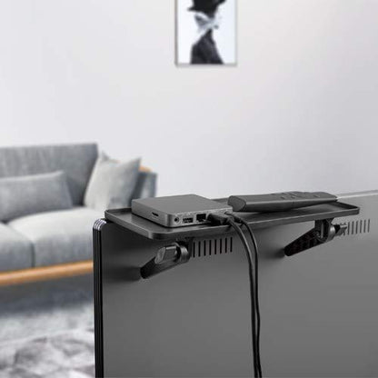 Mount Plus 09-02 Top Shelf TV Mounting Bracket 12-inch Wide Platform | Holds Speaker, Streaming Device | Protective Ledges | Made for Apple TV and Remote - color: 1 Pack Black Protective Ledges