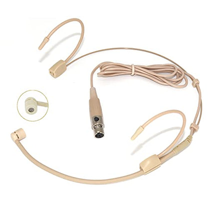Headset Microphone Headworn Mic Compatible with Shure Bodypack | Condenser Cardioid Double Over Ear Earset Headband Mic for Transmitter System Mini 4 Pin XLR TA4F Plug