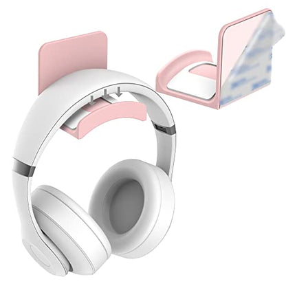 Headphone Hook for Desk, Headset & Controller Holder, Pink 1 Pcs | Space-saving headphone hanger and wall mount alternative, durable ABS with non-slip pad, supports up to 1 kg - color: Pink