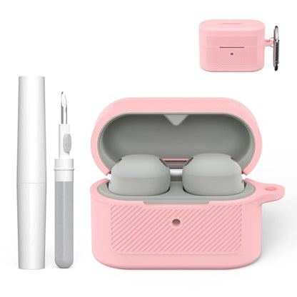 Soft Silicone Case for Sony WF-1000XM6 with Keychain&Cleaning Pen kit,Anti-Scratch Shockproof Protective Case Cover for Sony WF-1000XM6 Wireless Earbuds Charging Case (Pink) - color: Pink