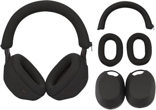 3 Set Case Cover for Sony WH-1000XM5 Headphones,Embody Ear Pad Cover/Headband Cover/Ear Cover Soft Silicone Headphones Accessories（Black） - color: Black
