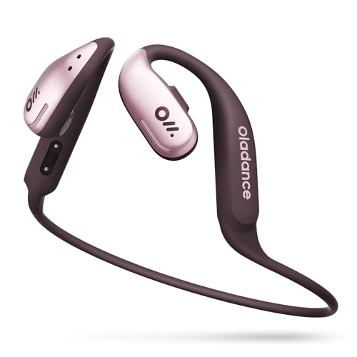 Oladance OWS Sports True Wireless Open-Ear Headphones, IPX8, 15H Playtime | Multi-Point Connectivity, Bluetooth 5.3, Durable Neckband, Virtual Bass 2.0, Liquid Silicone, Amplifier Chip - color: Pink