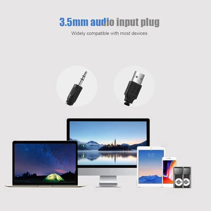 HERCHR USB Speaker Bar Computer Speaker for Desktop, Laptop, PC Speaker Small Soundbar with AUX/USB Connection Portable Mini Sound Bar(Black) - color: Black