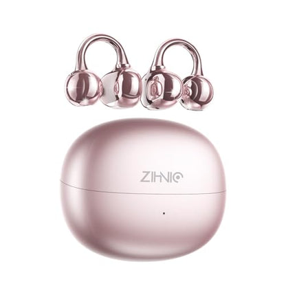 ZIHNIC S26 Wireless Clip on Earbuds, Open Ear Wireless Bluetooth 5.4 Headphones with Mic, IPX5 Waterproof, 35Hr Play time, Light Weight -Rose-Gold - color: Rose Gold