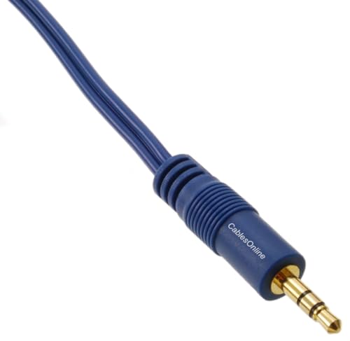 CablesOnline 3.5mm (1/8") TRS Stereo Male to Dual (Rd/Wh) 3.5mm (1/8") TS Mono Male Blue Audio Breakout Cable (1 Foot) - size: 1 ft
