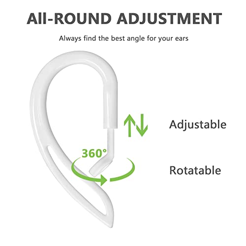 2 Pairs Ear Hook Compatible with AirPods Pro 3 2 1 Gen, YINVA Multi-Dimensional Adjustable Ear Holder (White+Transparent) - color: White+Transparent