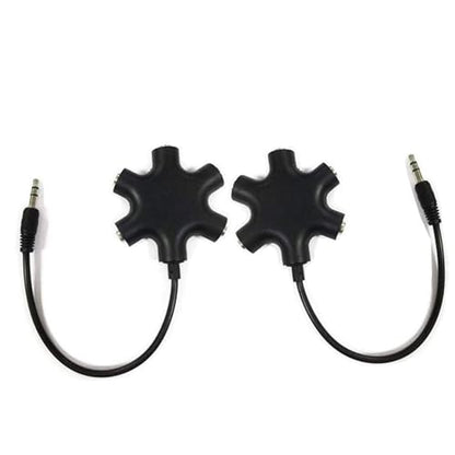 Headphone Audio Splitter 5 Ways Adaptor 3.5mm Audio Stereo Splitter Cable Male to 5 Port 3.5mm Female for Earphone and Headset Adapter for iPhone Samsung LG Smartphones (2, Black)