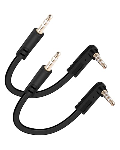 3.5mm 4 TRRS to 3 TRS Microphone Audio Cable,90 Degree Right Angle 3.5mm TRRS Male to Straight TRS Male Stereo AUX Cables Connector for Microphone,Smartphones,Recording Devices 15cm(2-Pack) - style: 3 TRS Male to 4 TRRS Angled 15cm