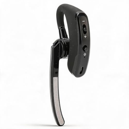 Single Ear Bluetooth Headset with Noise Canceling Mic | Hands Free Earpiece for Driving, 180 Degree Adjustable, Long Standby Battery, Lightweight ABS Design
