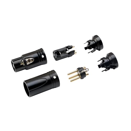 MKFAUDIO XLR Male Connector, Golden 3 Pin 90 Degree Low Profile, 5 Pack | DIY Shallow, Gold Plated, L Right Angle Adjustable, with Wrench for Microphone Mixer Board Patch Cable Audio - style: Male