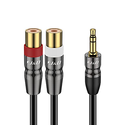 J&D 3.5 mm to Dual RCA Audio Cable, Heavy Duty 3.5mm Male to 2 RCA Female Gold Plated Copper Shell Stereo Audio Adapter Cable, 6 Feet - size: 6 Feet