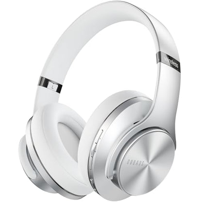 DOQAUS Bluetooth Headphones Over Ear, 90H Playtime, 3EQ Mode, with ENC Mic | Hifi Stereo Sound, Lightweight, Headphones Wireless with Soft Memory Foam Earpads, Deep Bass for Home Office Cellphone PC - color: Sliver