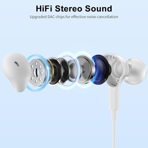 USB Earbuds with Microphone for PC Laptop,Wired USBA Headset,White | in Ear Buds Noise Isolating Light Laptop Earphones,Headphones with Mic for Dell HP Computer PC Office Zoom Work Gaming School - color: White