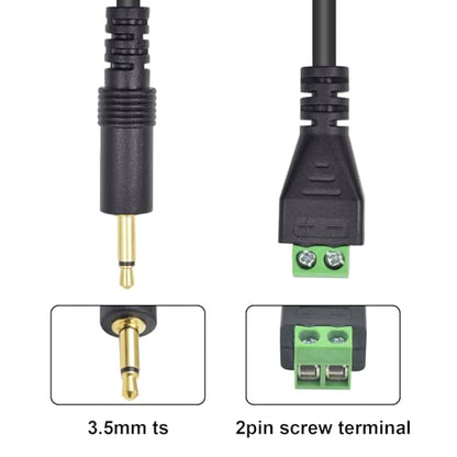 Poyiccot 3.5mm (1/8") TS Mono Male to 2 Pin Screw Terminal Female Headphone Balun Solderless Converter Adapter Cable 30cm (3.5mm M/ 2pin) - color: 3.5mm to 2 pin screw terminal