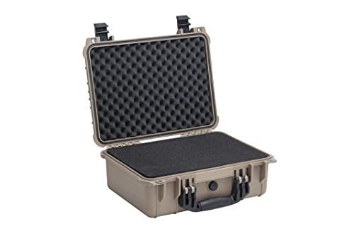 MEIJIA All Weather IP67 Waterproof Hard Camera Case,Hard Protective Case,Hard Case with Customizable Foam,Fit Use of Drones,Camera,Equipments,Pistols(Desert Tan,15.98x12.99x6.85inches) - color: Desert Tan, size: 15.98x12.99x6.85inches