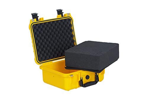 MEIJIA All Weather IP67 Waterproof Hard Camera Case,Hard Protective Case,Hard Case with Customizable Foam,Fit Use of Drones,Camera,Equipments,Pistols(Yellow,13.35 x11.63x5.98inches) - color: Yellow, size: 13.35 x11.63x5.98inches